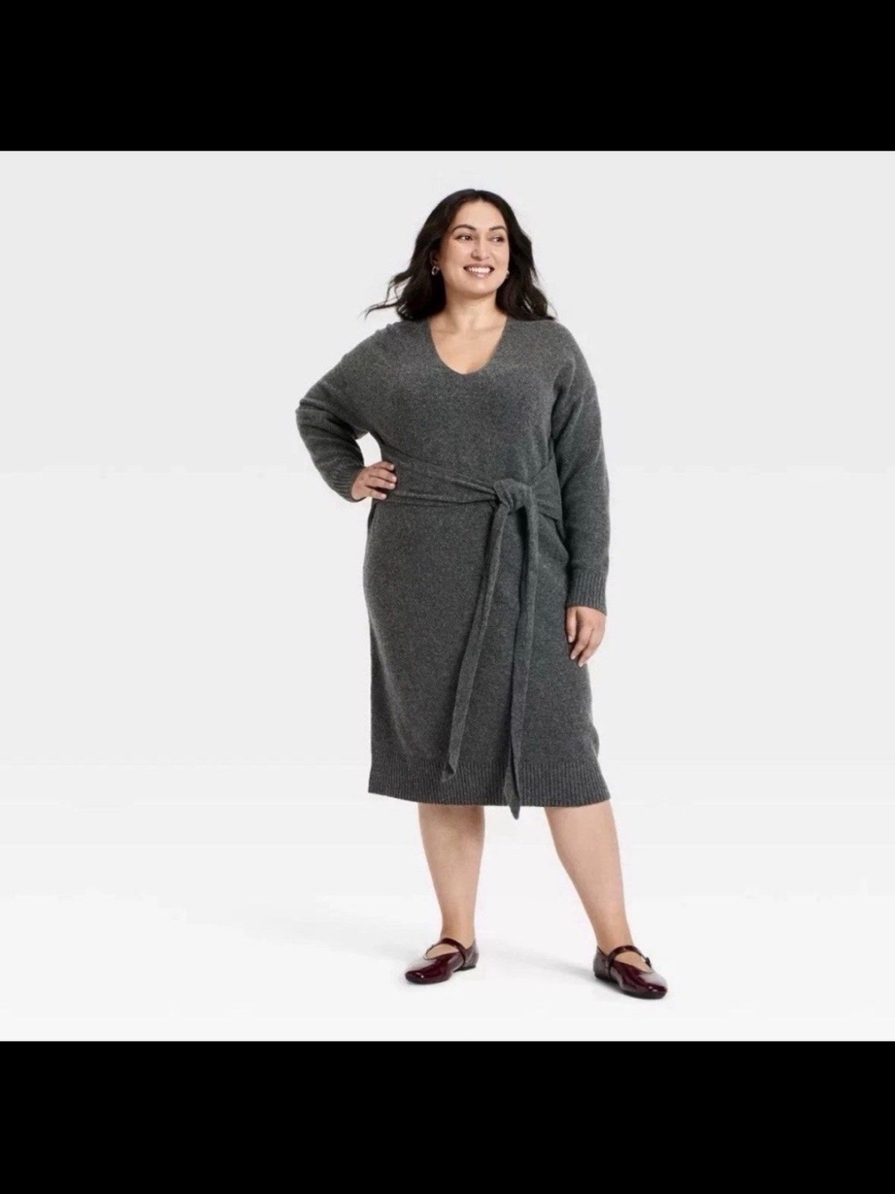 Ava & Viv Women's Wrap Midi Dress Gray XXL NWT